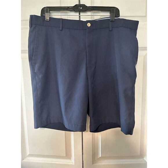 Peter Millar Men's Size 38 Navy Chino Shorts Casual Solid Blue - Picture 1 of 9